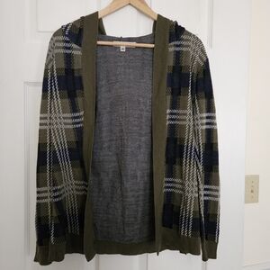 Say What? Plaid Hoodie Cardigan XS